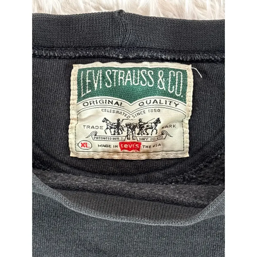 Vintage Levis Sweatshirt XL Black Embroidered Crewneck 90s‎ Streetwear
